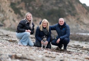 family photograph on the beach at Charlestown Harbour