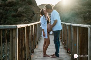 Maternity photoshoot on Porth bridge near newquay in cornwall