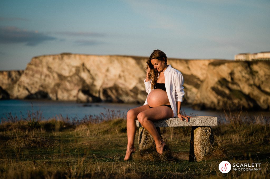beautiful sunset pregnancy photograph cornwall